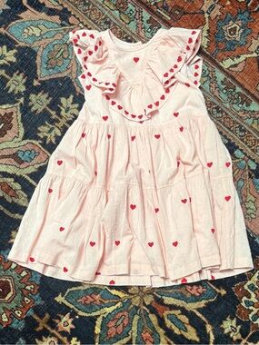 Pink Chicken Pale Pink Dress with Red Heart Motif
